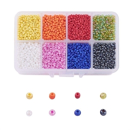 Seed beads, farvemix, 2mm, 1 æske